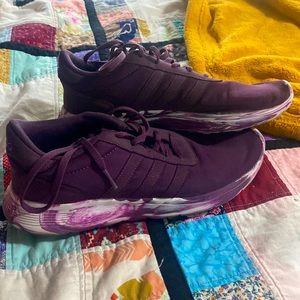Adidas purple athletic shoe
